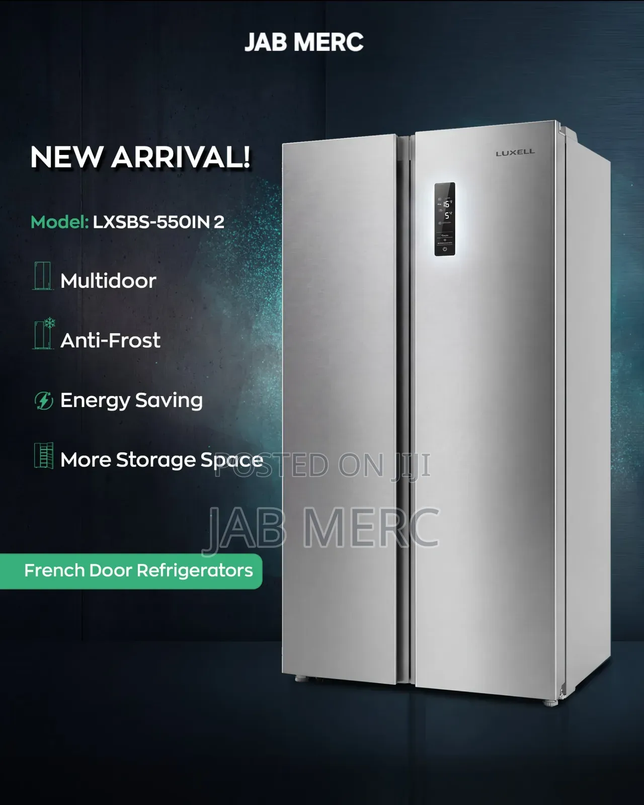 90cm Side by Side Silver Fridge With Freezer on Left and Fridge Right