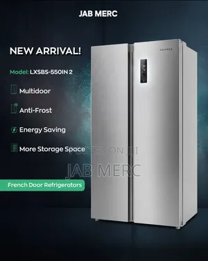 90cm Side by Side Silver Fridge With Freezer on Left and Fridge Right