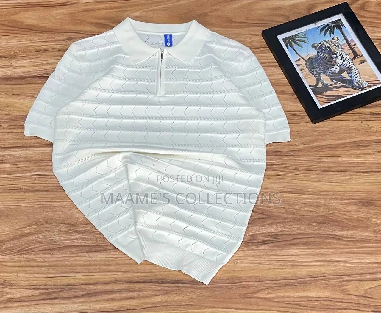 Men’S Retro Knitted Zip Polo Shirt