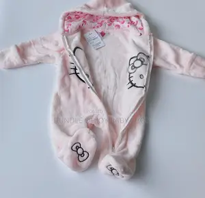 Fluffy Hello Kitty Pink Baby Onesie Overall With Hood