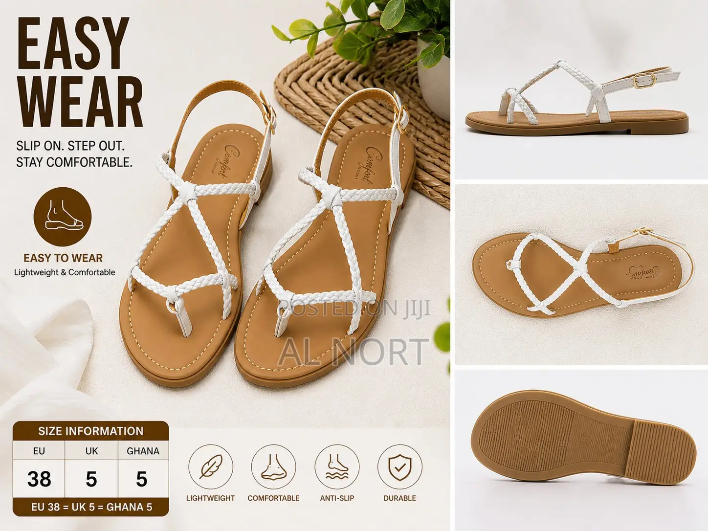Summer Flat Sandals With Braided Straps
