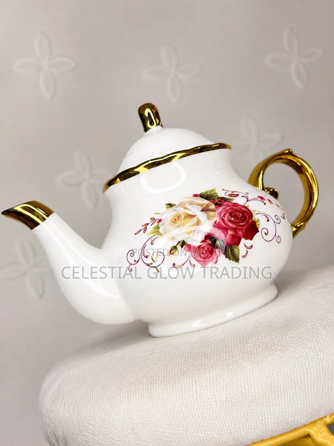 Royal Ceramic Tea Set With Gold Stand -Mother’S Day Promo 50% Off