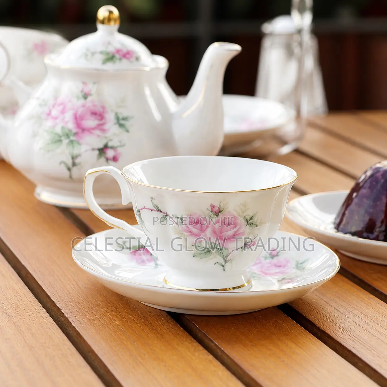 Royal Ceramic Tea Set With Gold Stand -Mother’S Day Promo 50% Off
