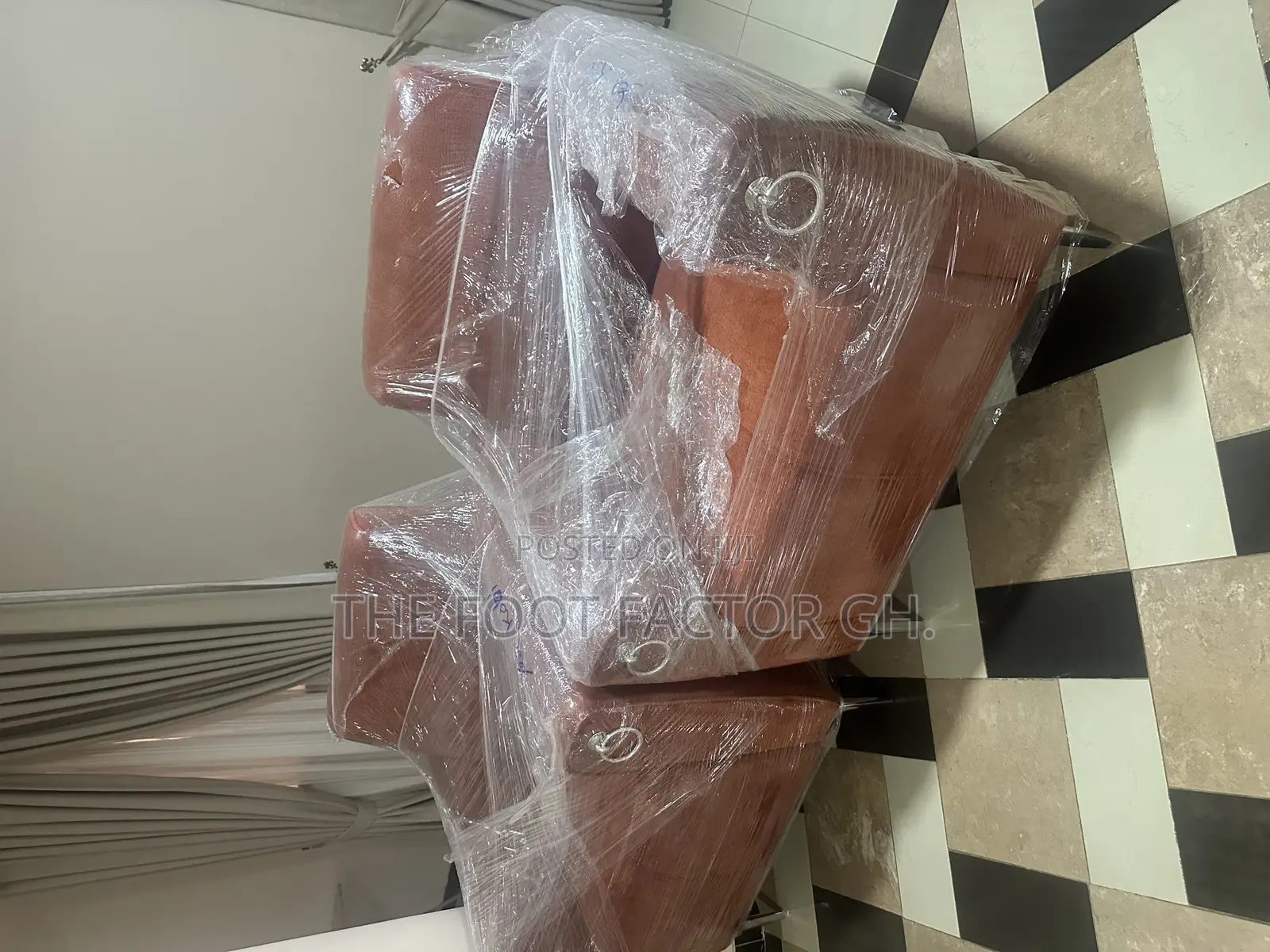 Beige and Burnt Orange Sofa Set