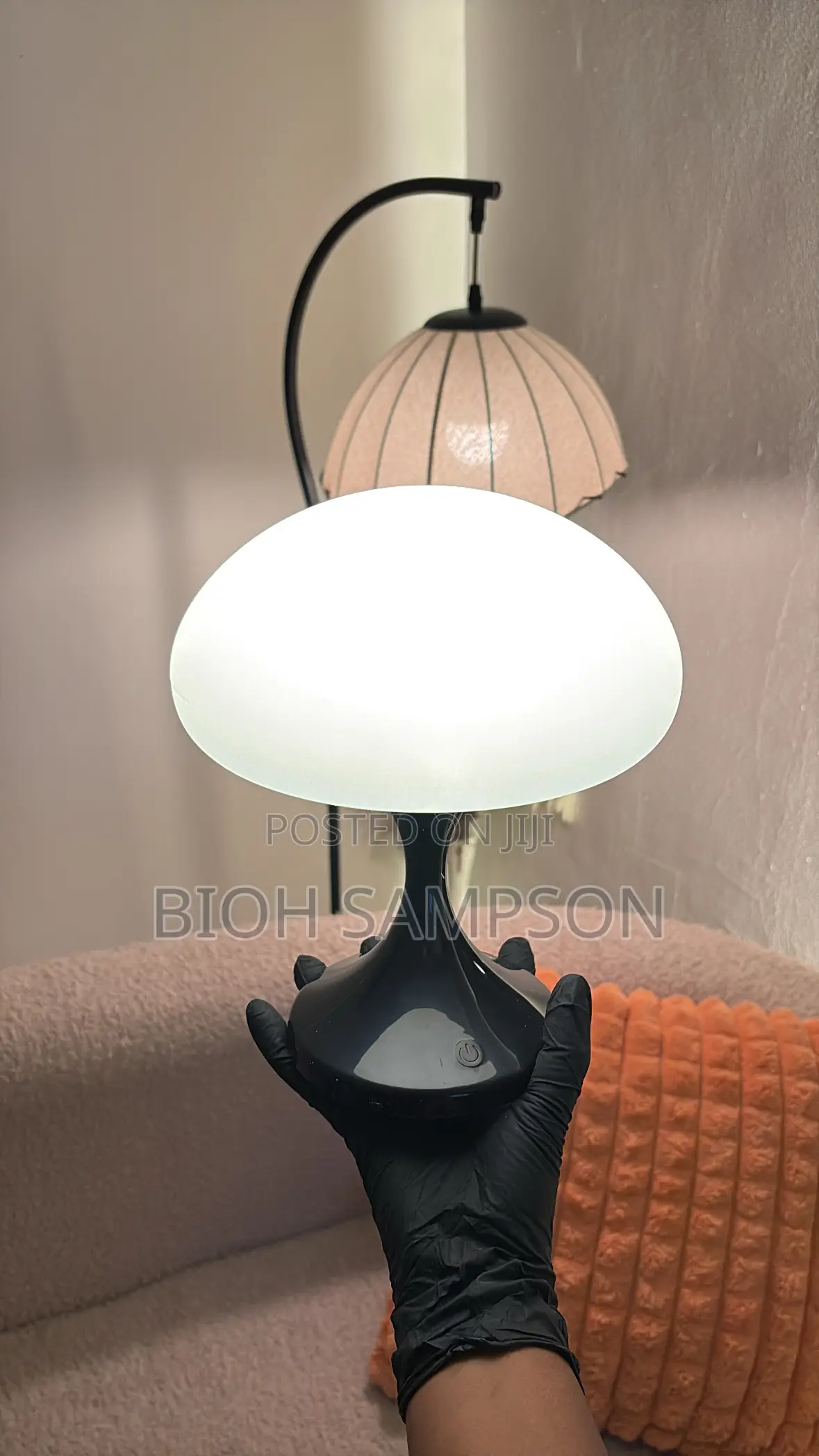 Pink Ceramic Mushroom Table Lamp