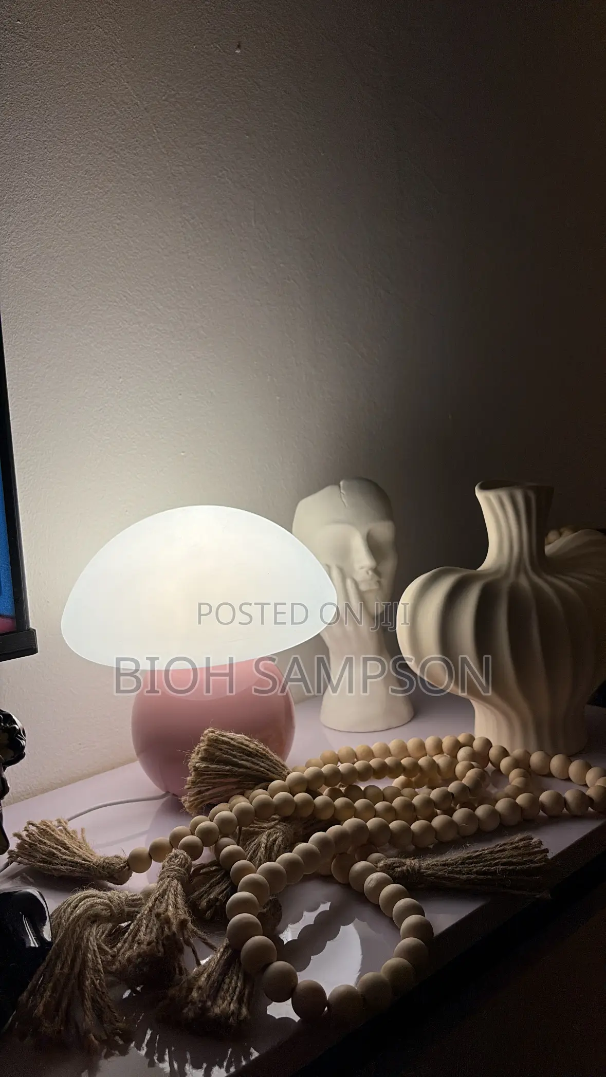 Pink Ceramic Mushroom Table Lamp