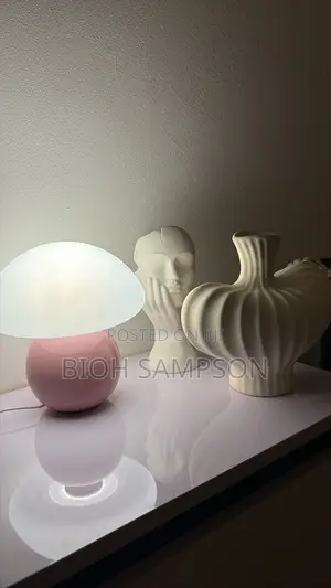 Pink Ceramic Mushroom Table Lamp
