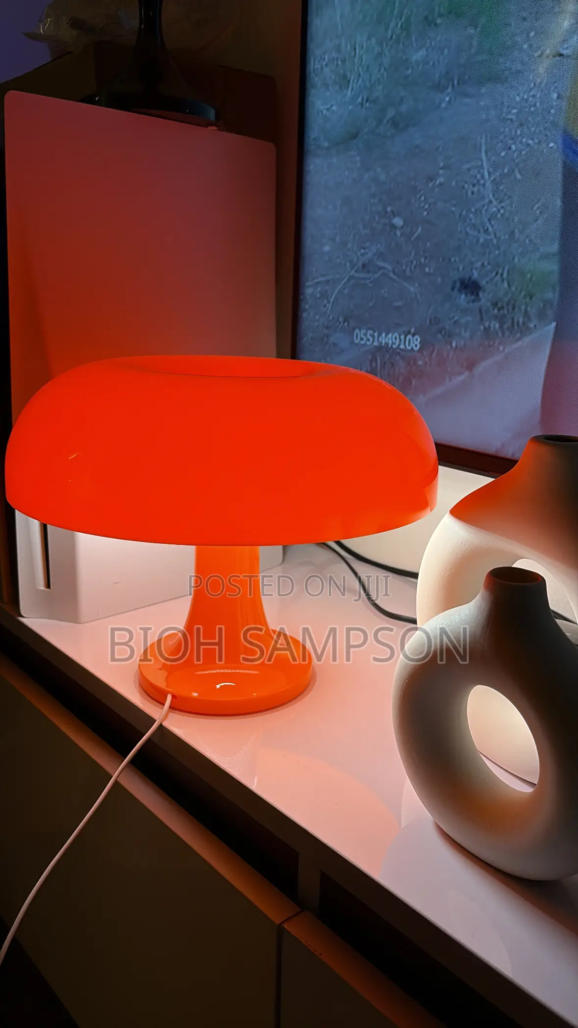 Pink Ceramic Mushroom Table Lamp