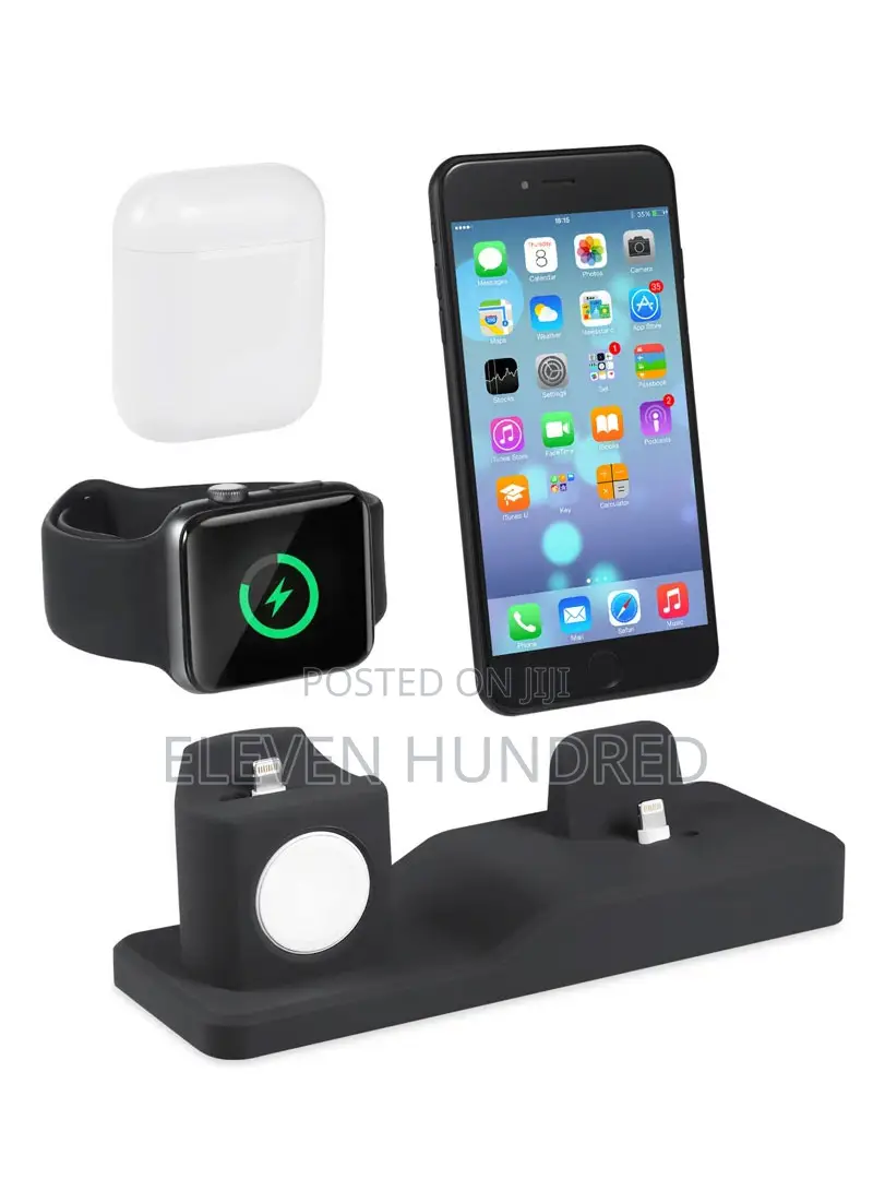 3-in-1 Silicone Stand Holder Charging Dock (Black)