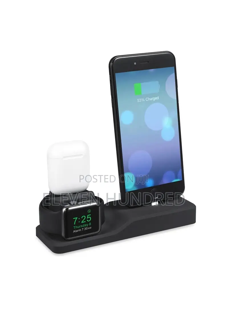 3-in-1 Silicone Stand Holder Charging Dock (Black)