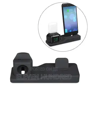 3-in-1 Silicone Stand Holder Charging Dock (Black)