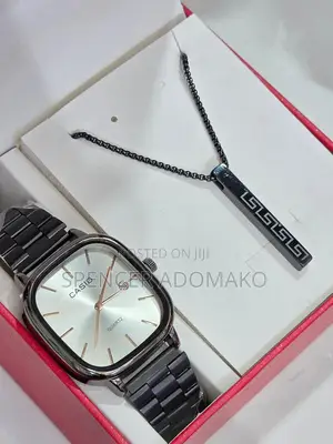 Black Casio Watch and Necklace