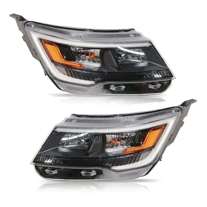 Headlight Led Chrome Housing for 2016-2019 Ford Explorer Pair
