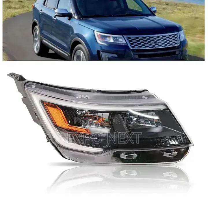 Headlight Led Chrome Housing for 2016-2019 Ford Explorer Pair