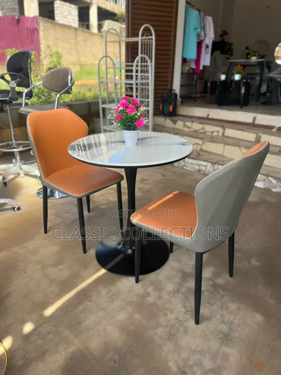 2 Seater Round Marble Dining Set