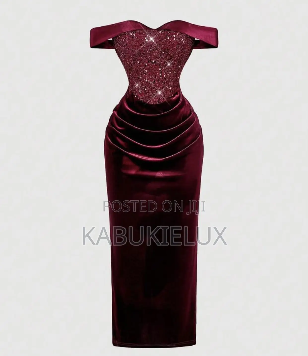Elegant Burgundy Off-shoulder Velvet Maxi Dress