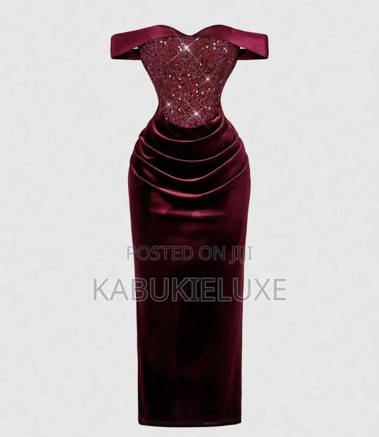 Elegant Burgundy Off-shoulder Velvet Maxi Dress
