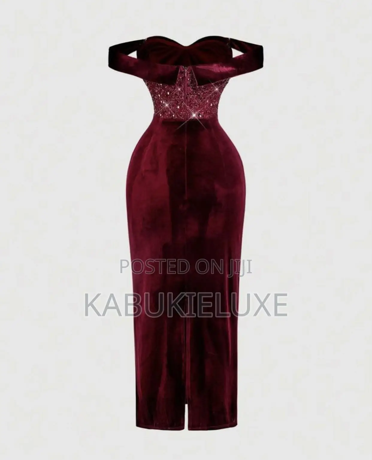 Elegant Burgundy Off-shoulder Velvet Maxi Dress