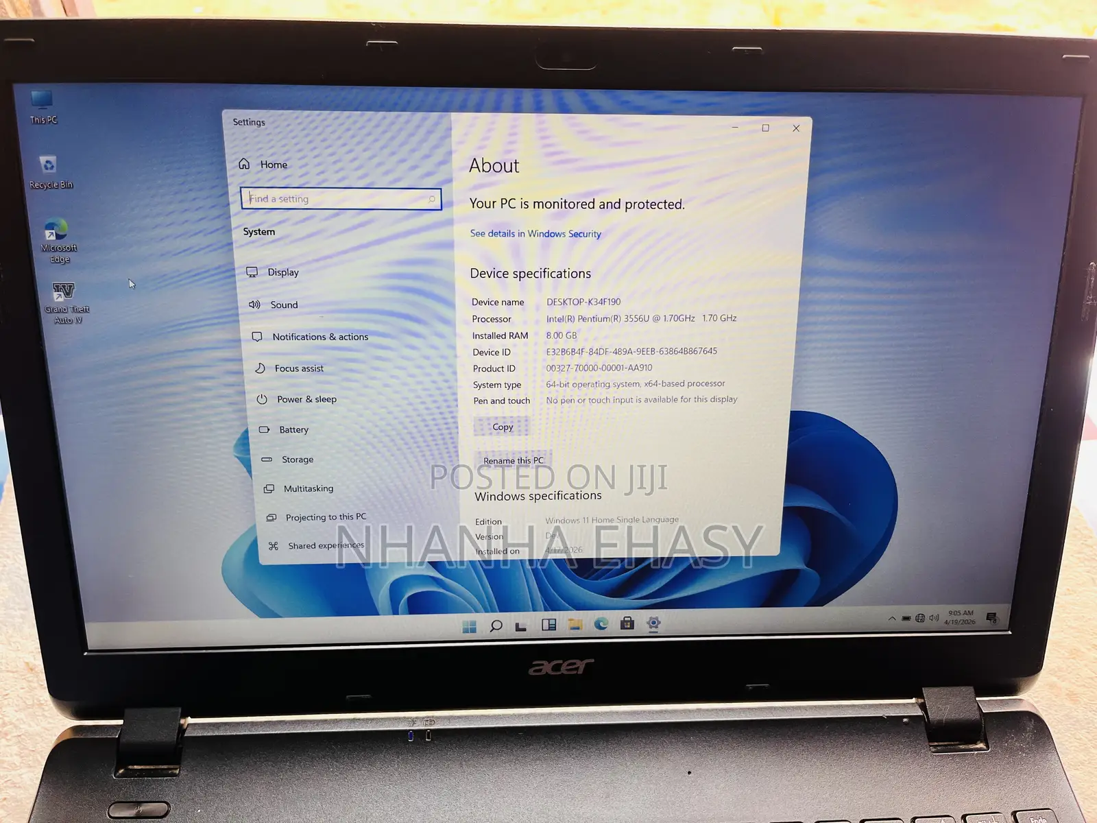 Laptop Acer Aspire E1-571 8GB Intel HDD 500GB