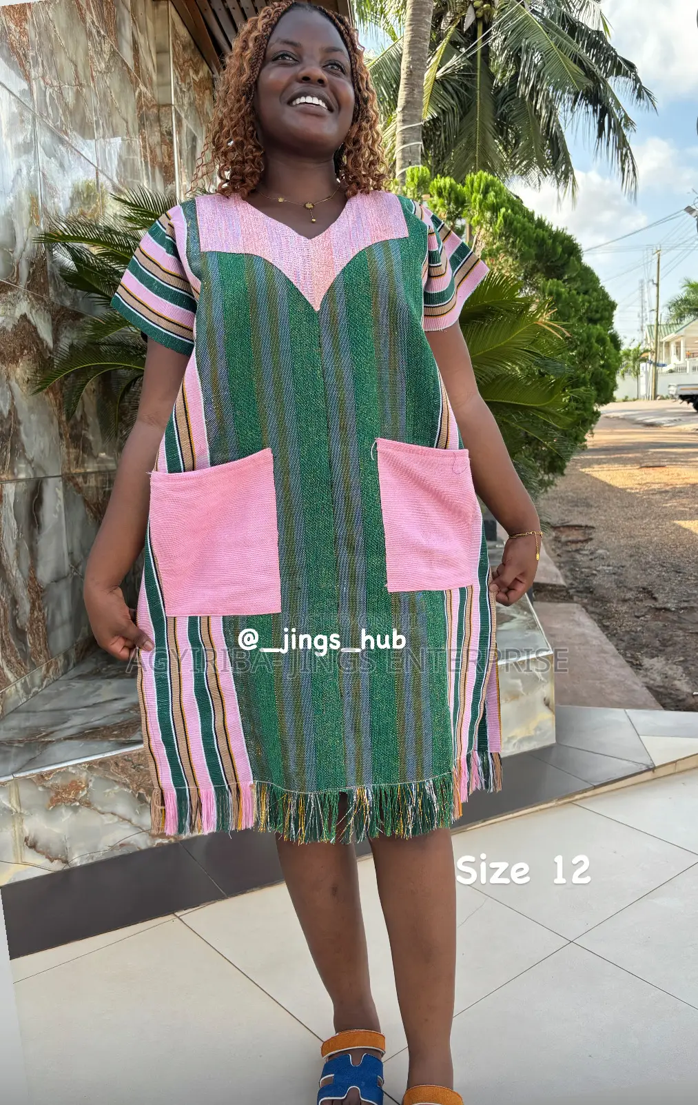 Green and Pink Smock Dress