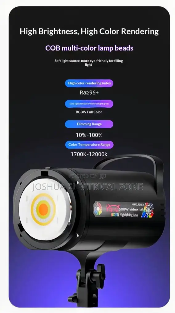 Rgb 500w Studio Light With Remote, Full Color Photography Video Light