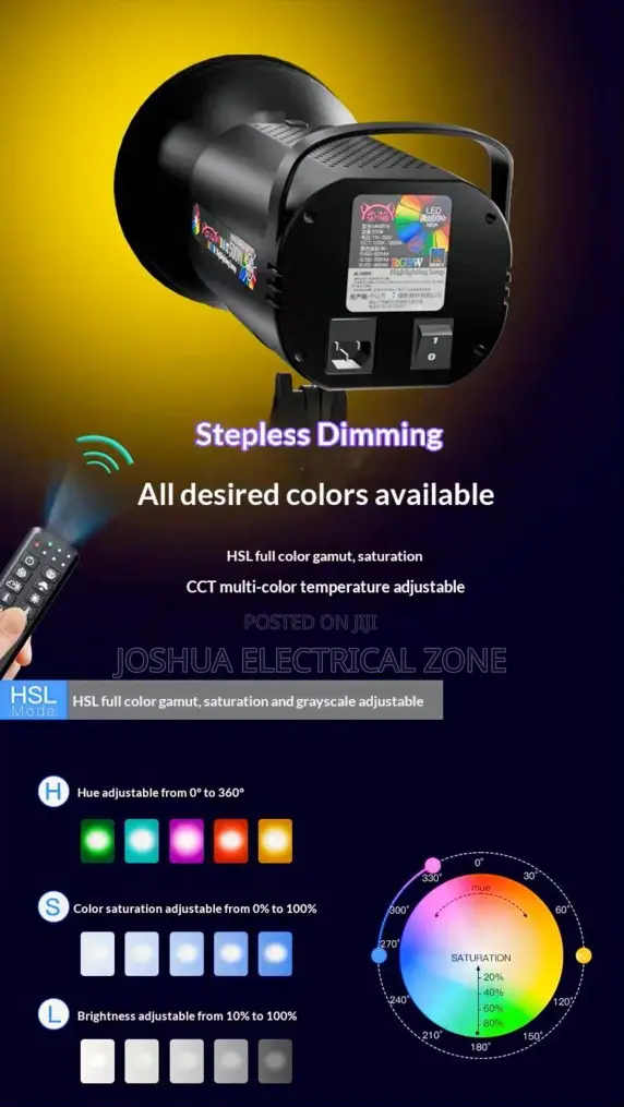 Rgb 500w Studio Light With Remote, Full Color Photography Video Light