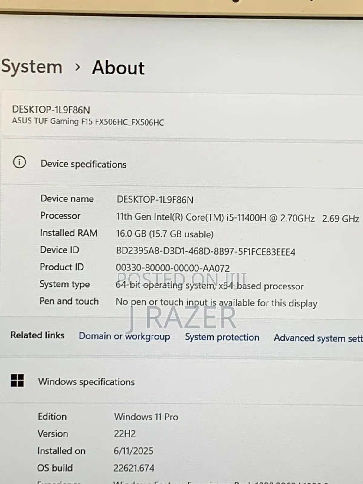 Laptop Asus TUF Gaming F16 16GB Intel Core i5 SSD 512GB