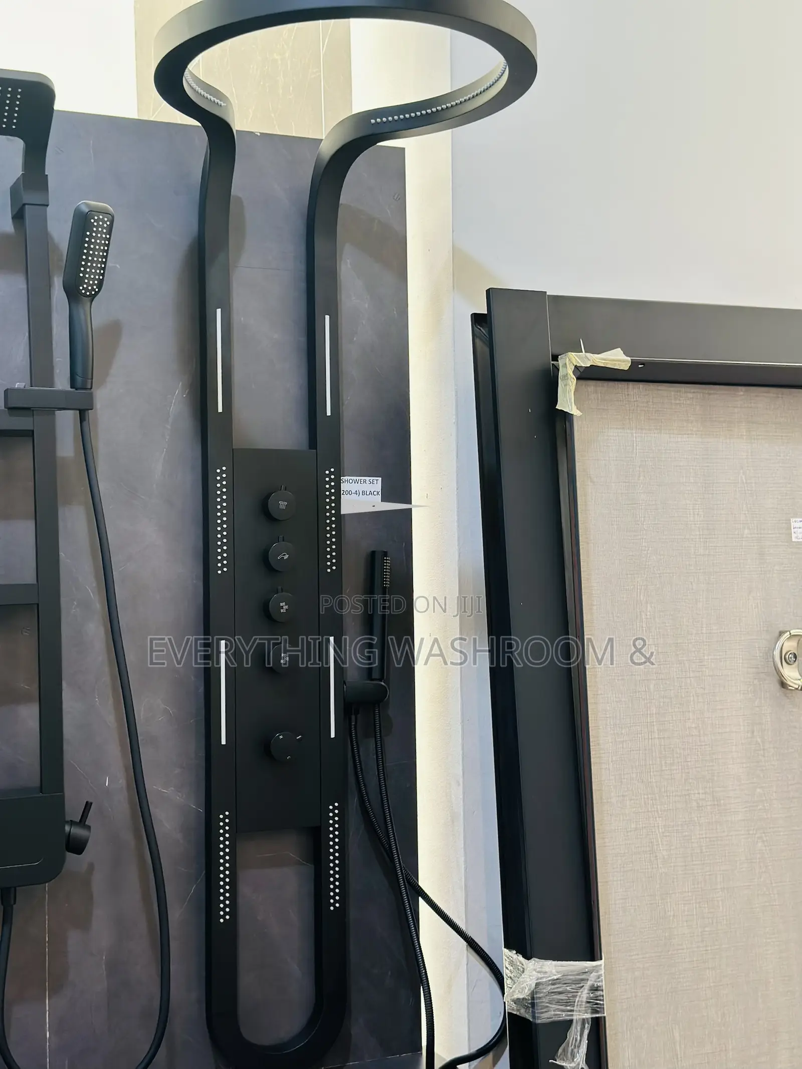 Black Rain Shower Panel Tower Set With Body Jets Complete System