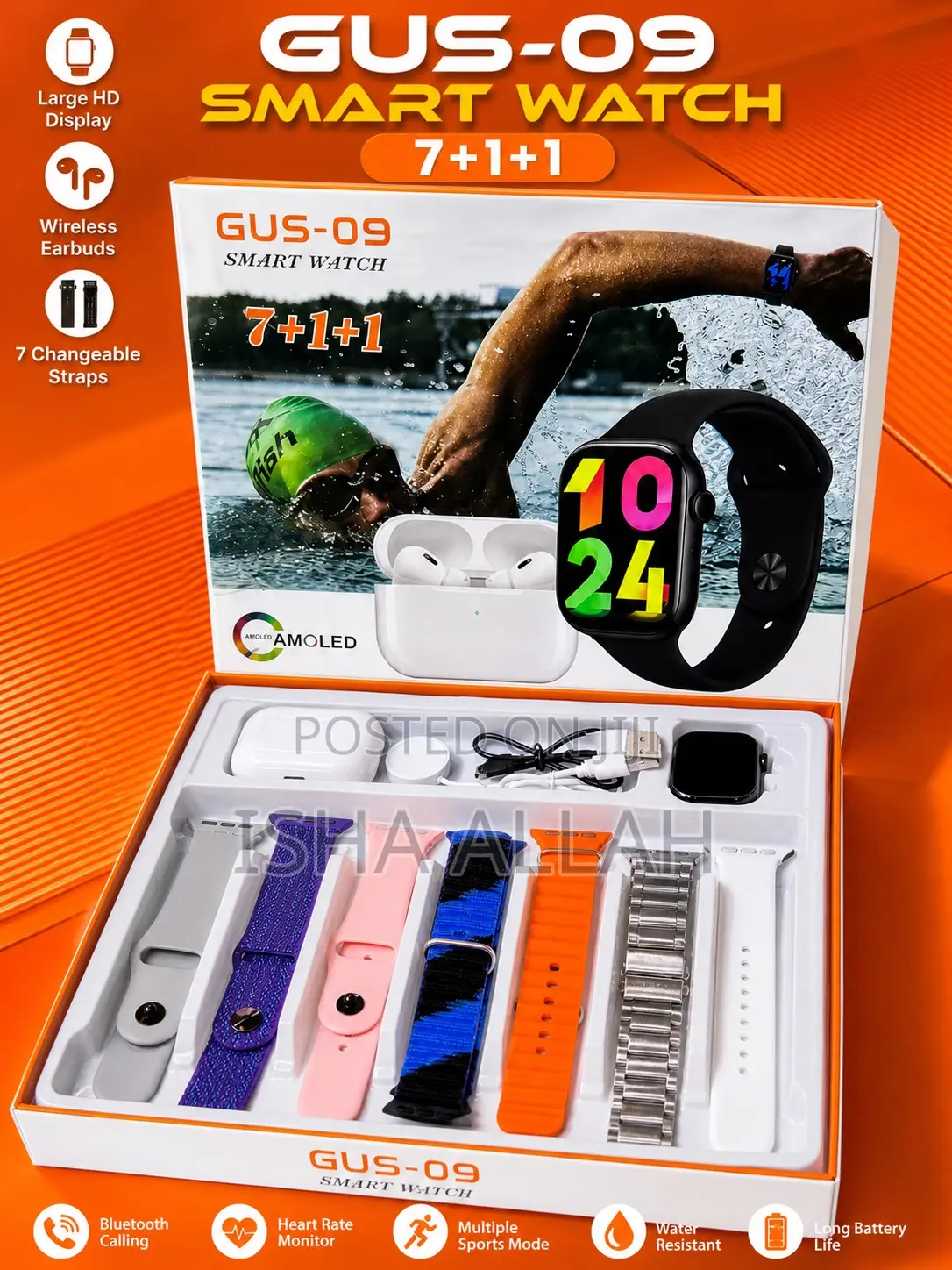 Gus-09 Luxury 9-in-1 Smart Watch Kit