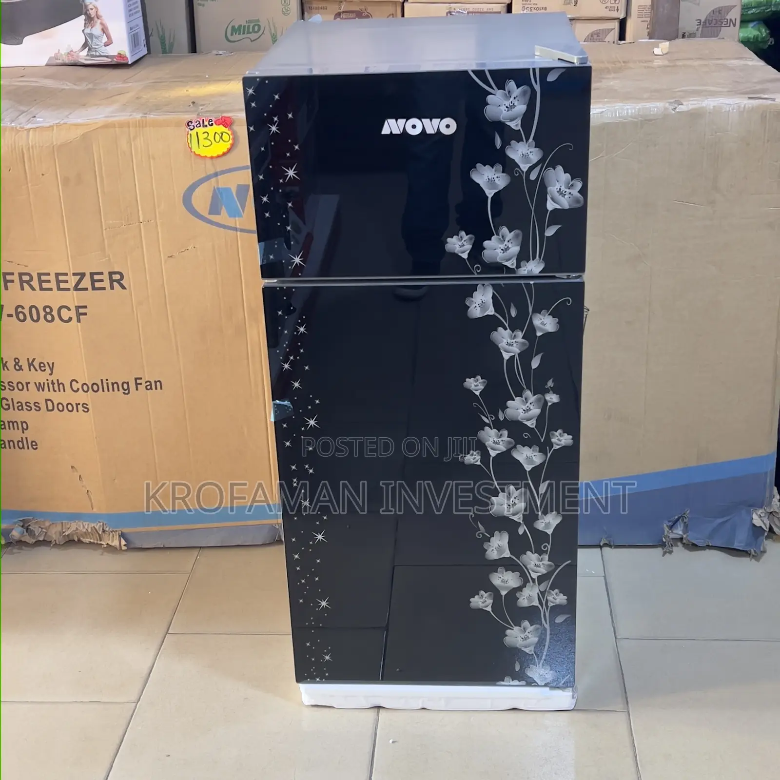 Novo 95l Double Door Fridge With Glass Finishing