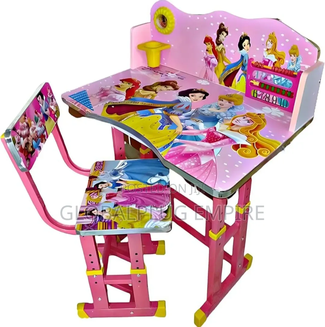 Adjustable Kid's Study Table Chair Set Pink