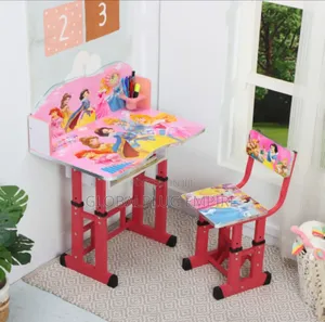 Adjustable Kid's Study Table Chair Set Pink