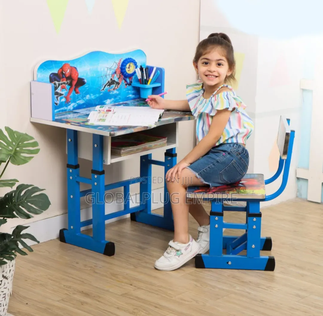 Adjustable Kid's Study Table Chair Set Blue