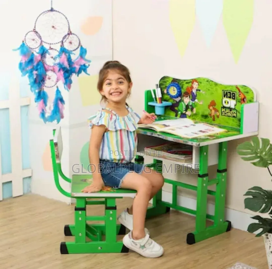 Kids Study Table And Chair Desk- Green