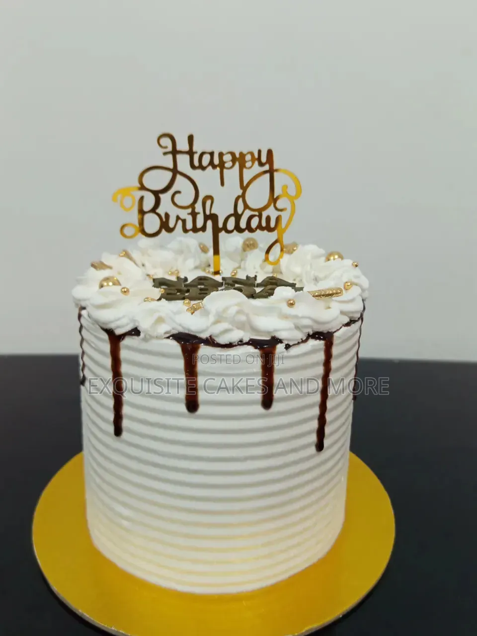 Simple but Classy White Birthday Cake