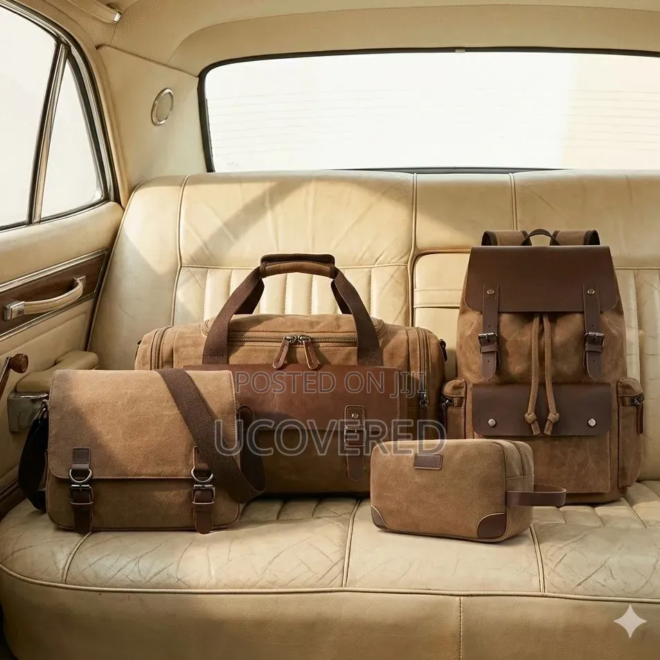 Generic 4-Piece Vintage Canvas Travel Bag Sets Available