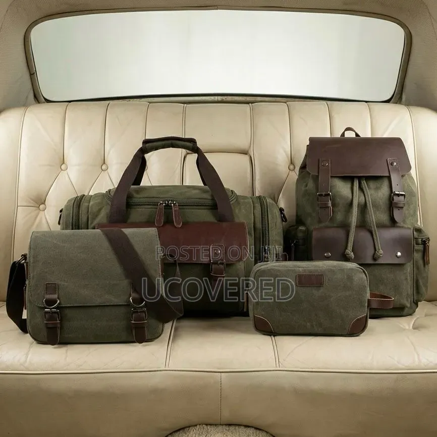 Generic 4-Piece Vintage Canvas Travel Bag Sets Available