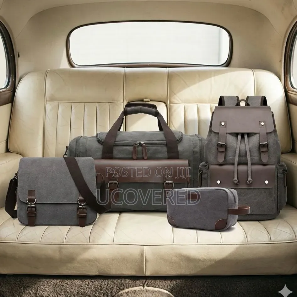 Generic 4-Piece Vintage Canvas Travel Bag Sets Available
