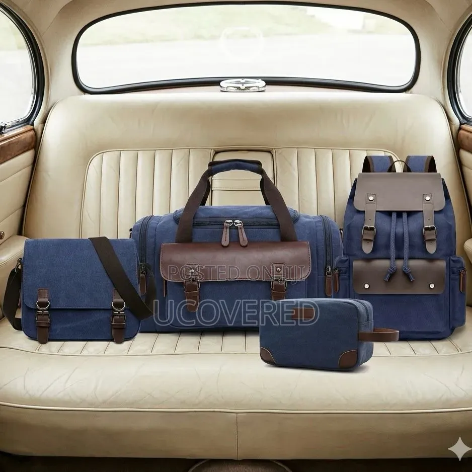 Generic 4-Piece Vintage Canvas Travel Bag Sets Available