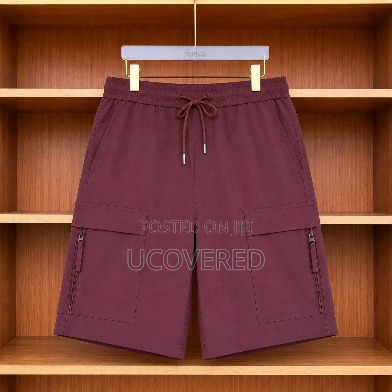Drawstring Cargo Shorts With Zippered Side Pockets Available
