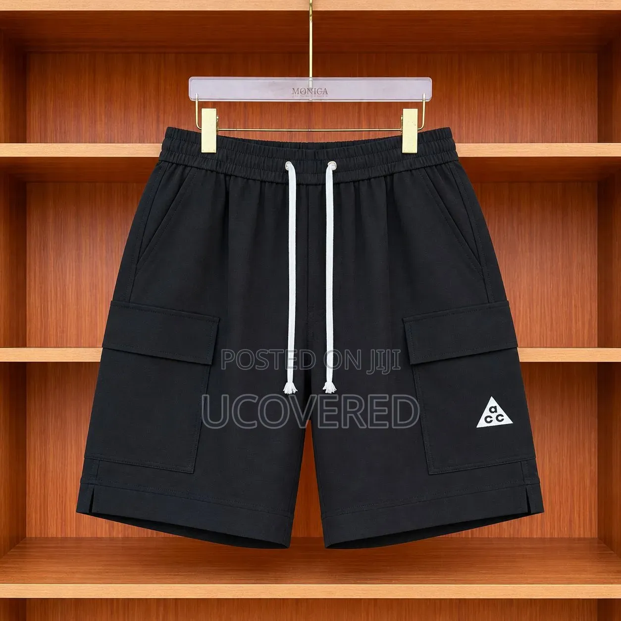 Drawstring Cargo Shorts With Zippered Side Pockets Available