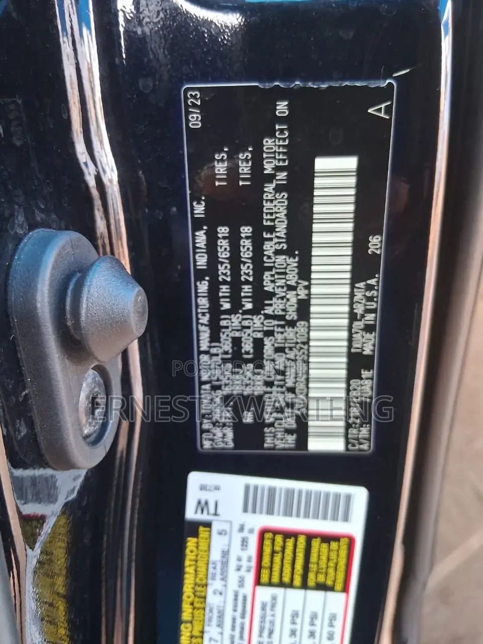 Toyota Highlander XLE AWD 2023 Black