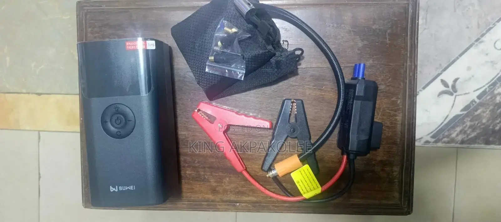 Multipurpose Car Battery Jumper, Tire Pump, Flashlight and Power Bank