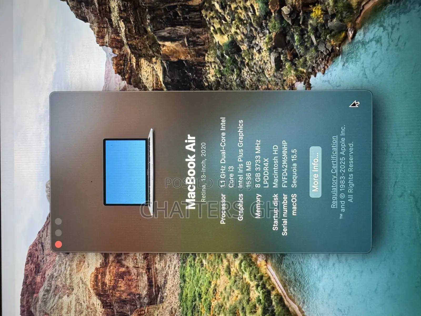 Laptop Apple MacBook Air 2020 8GB Intel Core i3 SSD 256GB