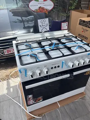 Mediatech 60x90 White Gas Cooker Large Capacity, Smooth Performance