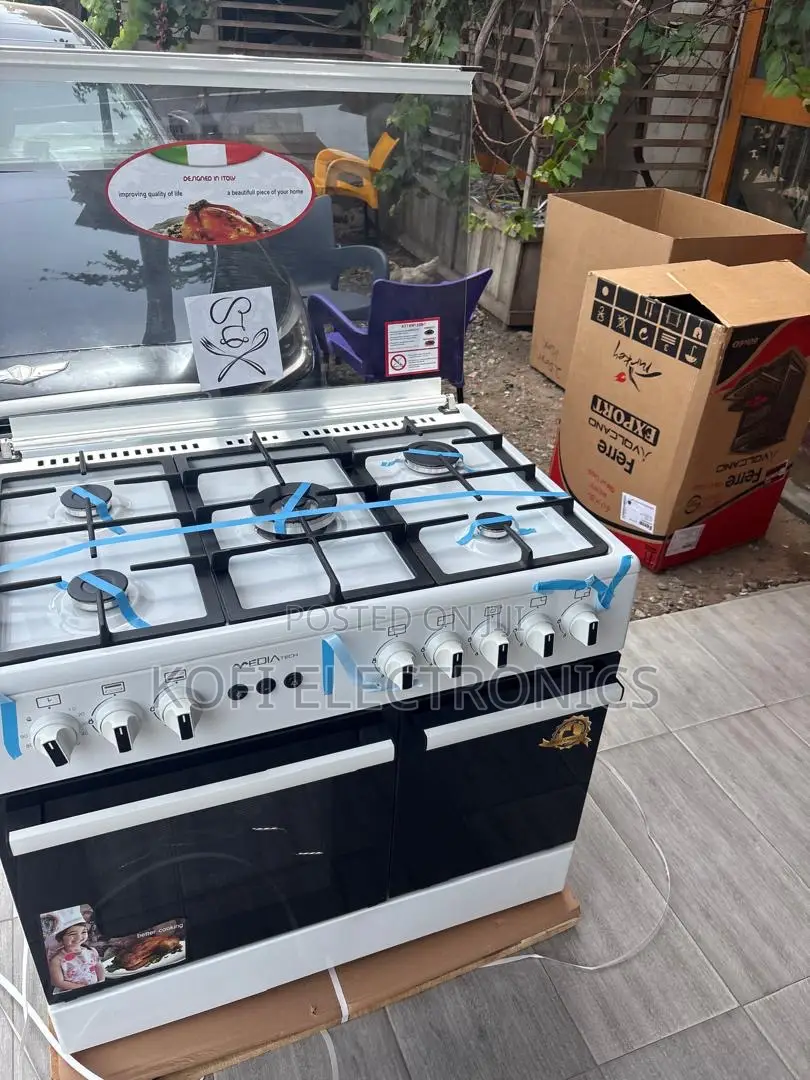 Mediatech 60x90 White Gas Cooker Perfect for Modern Kitchens