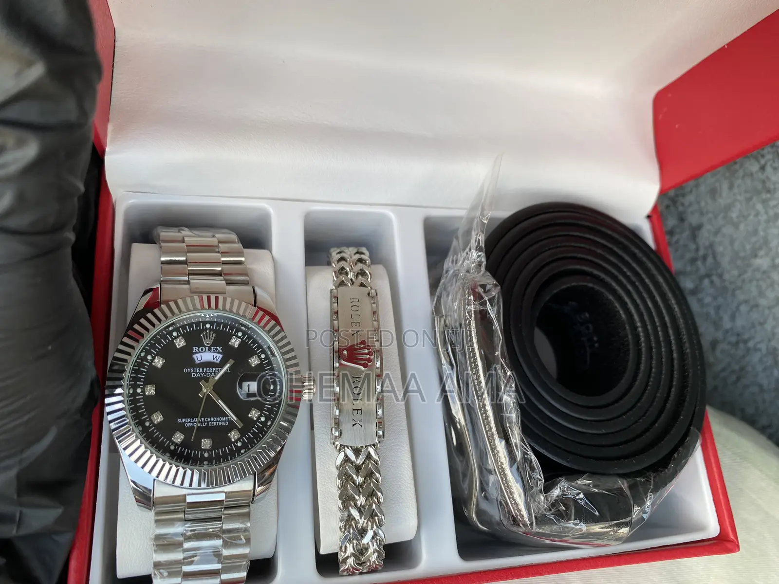 Silver Rolex Watch and Accessories