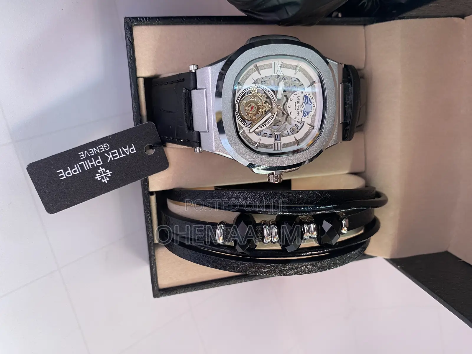 Silver Patek Philippe Watch and Bracelet