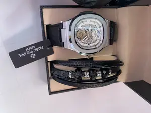 Silver Patek Philippe Watch and Bracelet