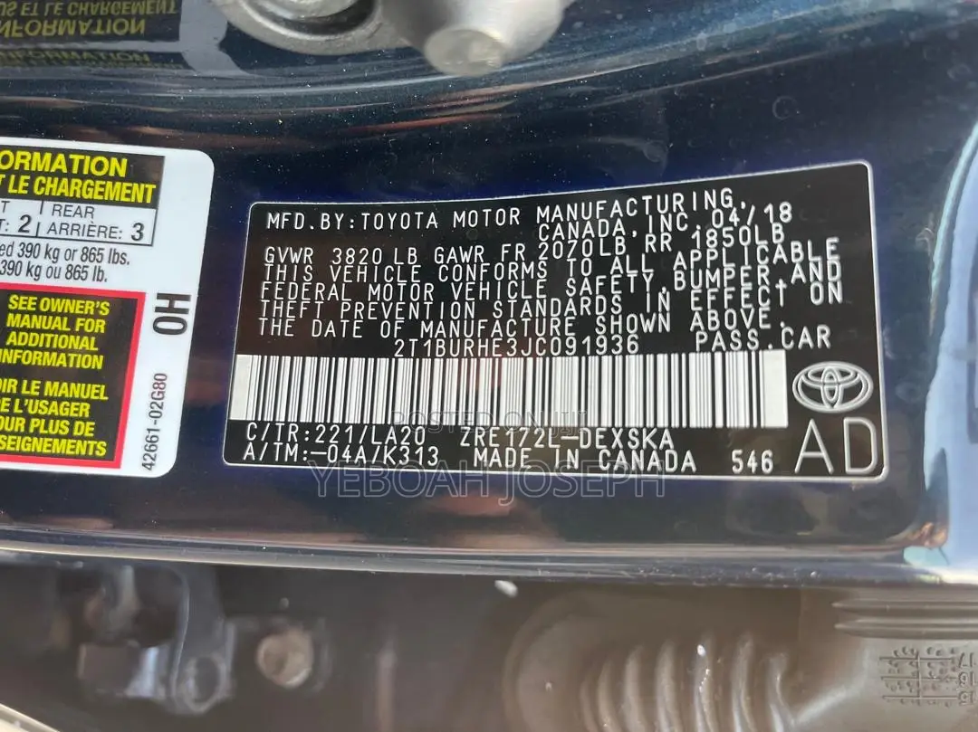 Toyota Corolla XSE (1.8L 4cyl 2A) 2018 Green